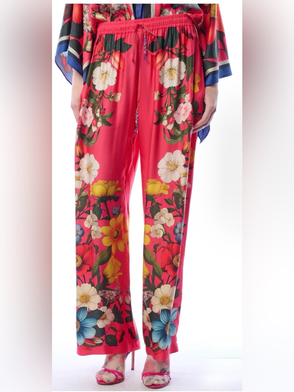 Aratta Silent Journey Floral Garden Wide-Leg Pants Size Medium